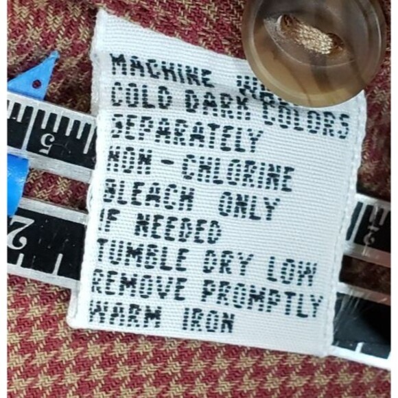 Chaps Ralph Lauren Men’s Long Sleeve Dress Shirt 16 34/35 Red Houndstooth Cotton - Picture 5 of 9